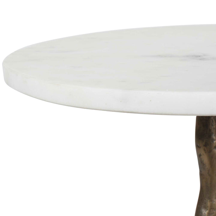 Calais White Marble Accent Table