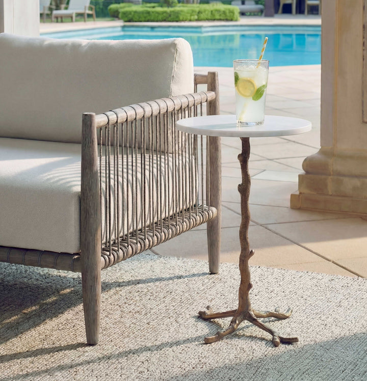 Calais White Marble Accent Table