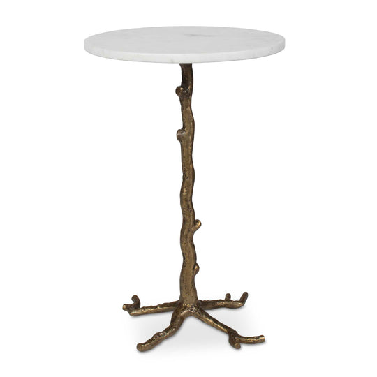 Calais White Marble Accent Table