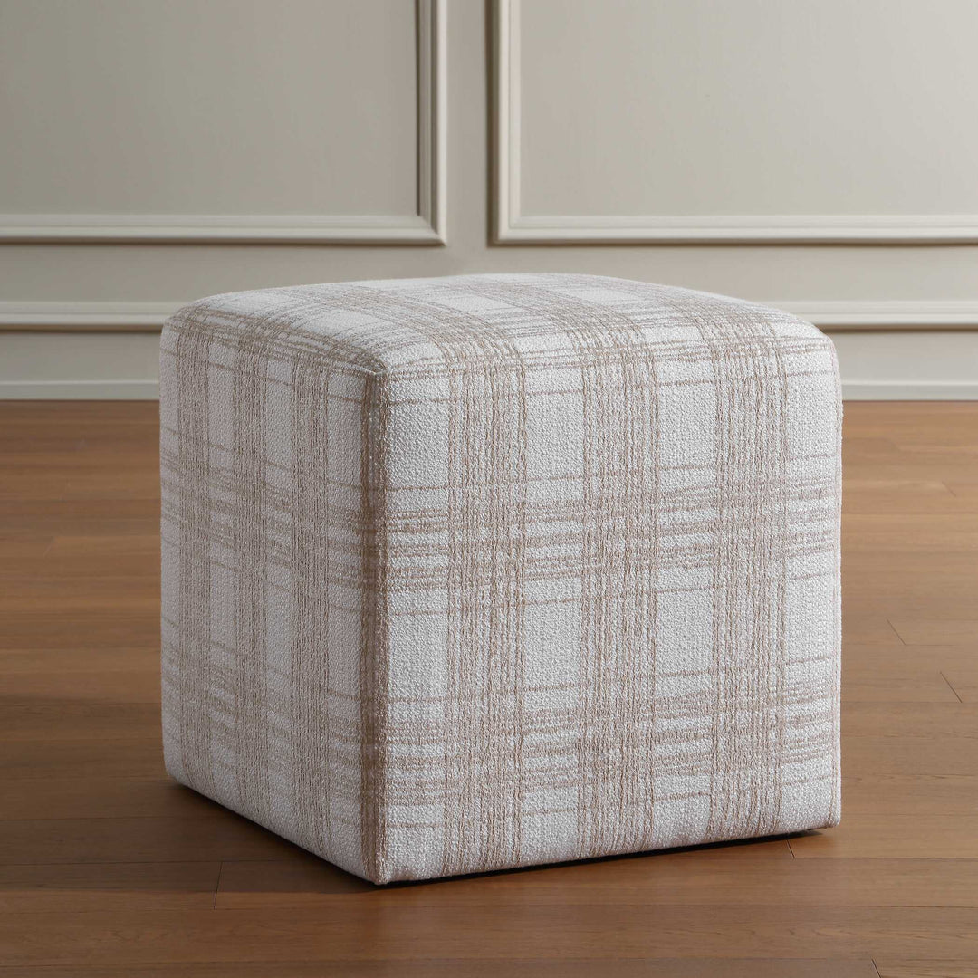 Joie Porcelain Plaid Ottoman