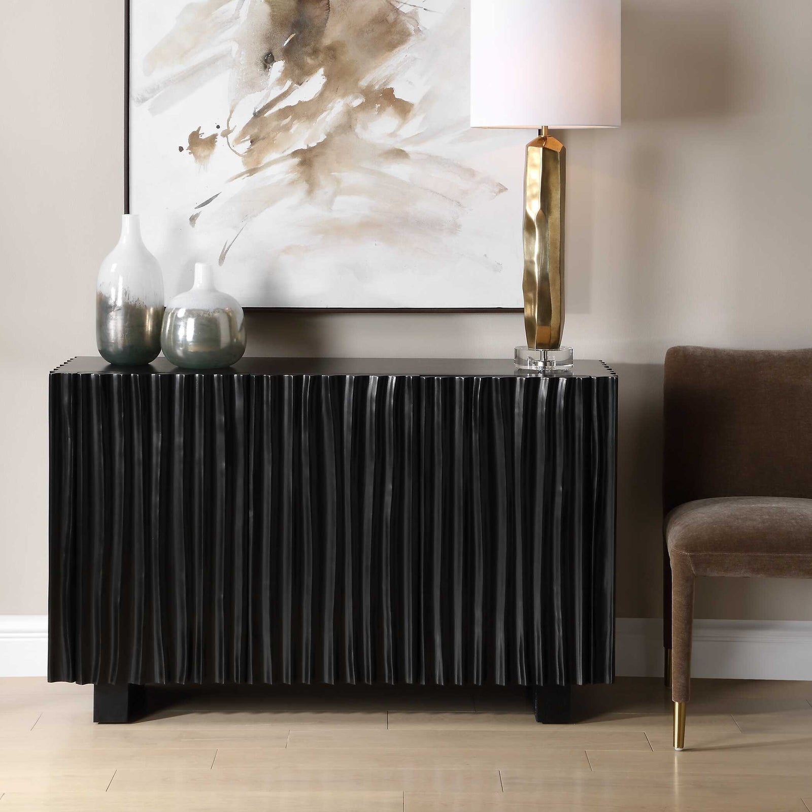 Mercado Black 3 Door Cabinet