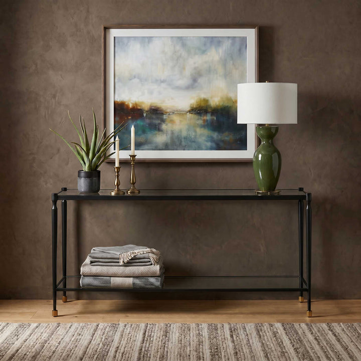 Javana Glass / Iron Console Table