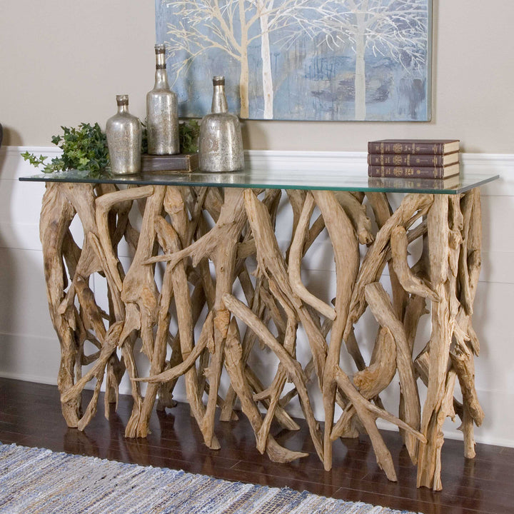 American Home Furniture Uttermost Teak Wood Console