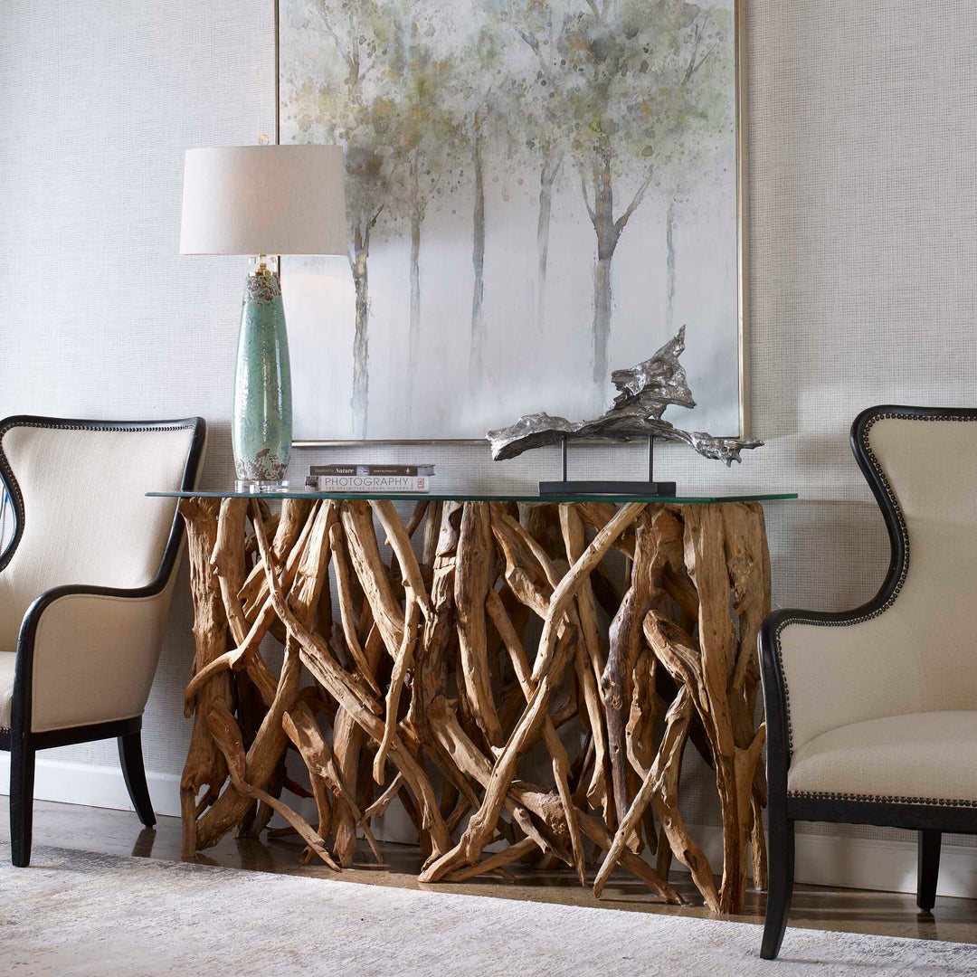 American Home Furniture Uttermost Teak Wood Console