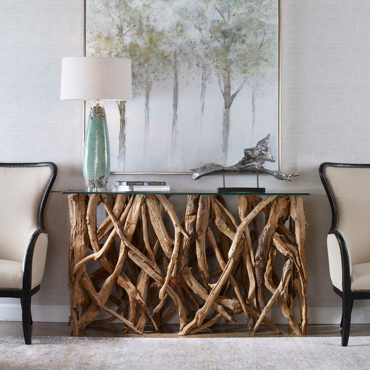 American Home Furniture Uttermost Teak Wood Console