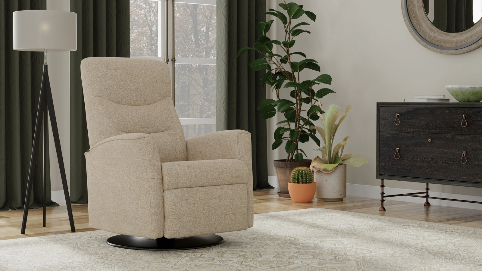 Maple Light Brown/Manual/Small Swing Relaxer - 30.2W x 40.2H x 35.5D