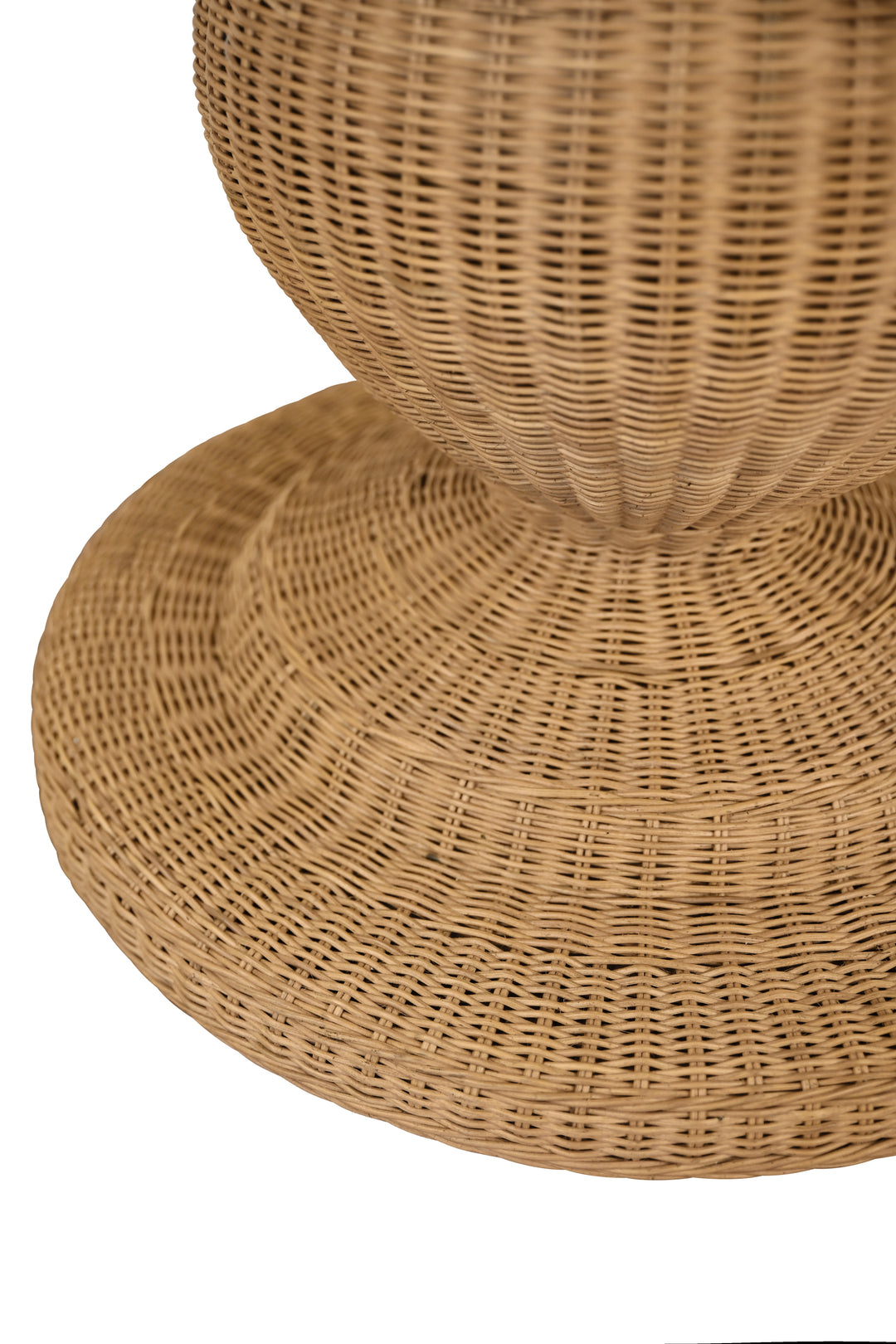 Round 40" Dia Pedestal Dining Table In Woven Rattan With Decorative Apron And Glass Top - GABRIELLE 40