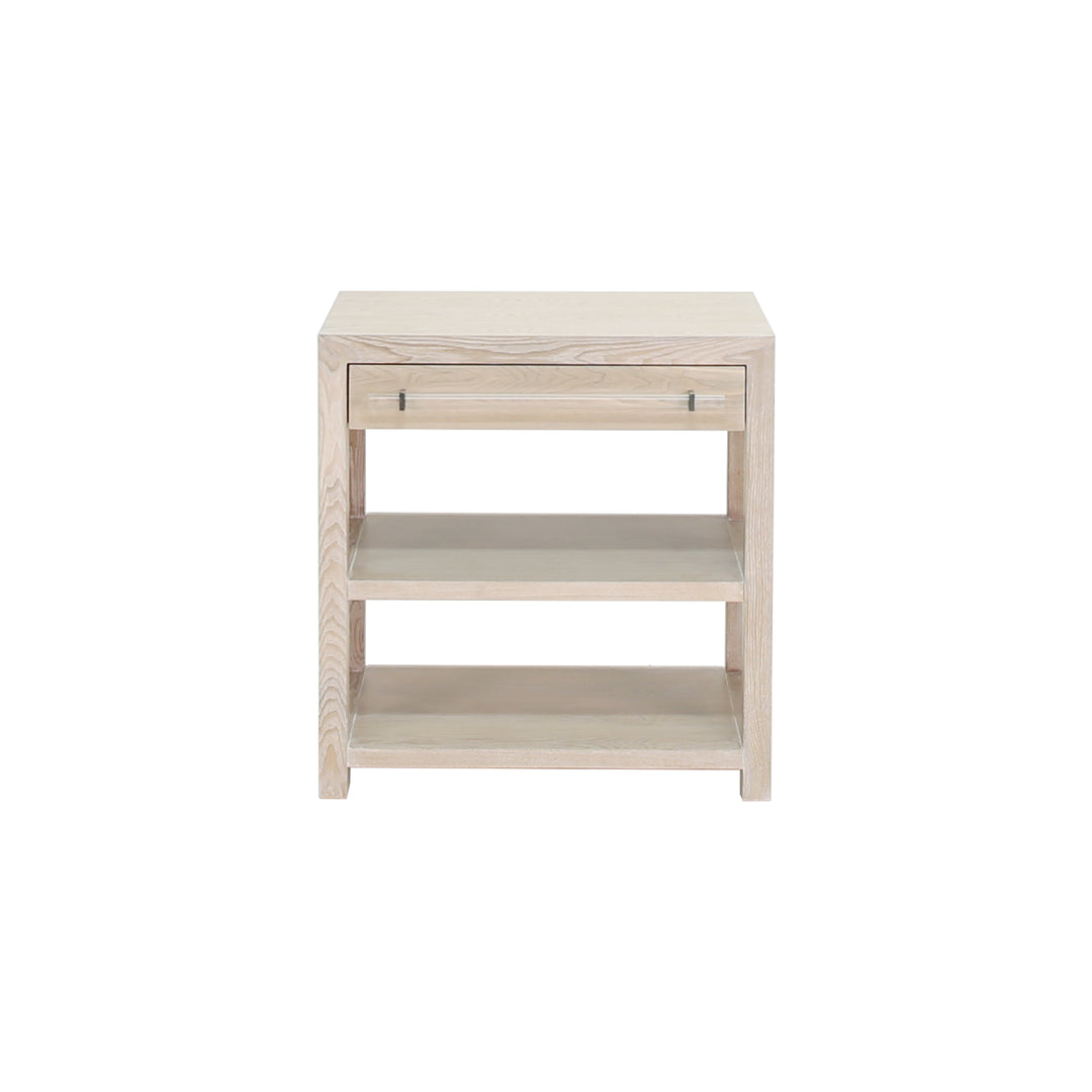 Side Table In Cerused Oak/Includes Brass & Nickel Hrdwr Options W Acrylic Rod - GARBO CO