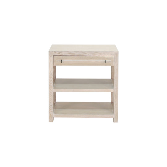 Side Table In Cerused Oak/Includes Brass & Nickel Hrdwr Options W Acrylic Rod - GARBO CO