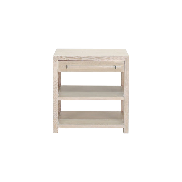 Side Table In Cerused Oak/Includes Brass & Nickel Hrdwr Options W Acrylic Rod - GARBO CO