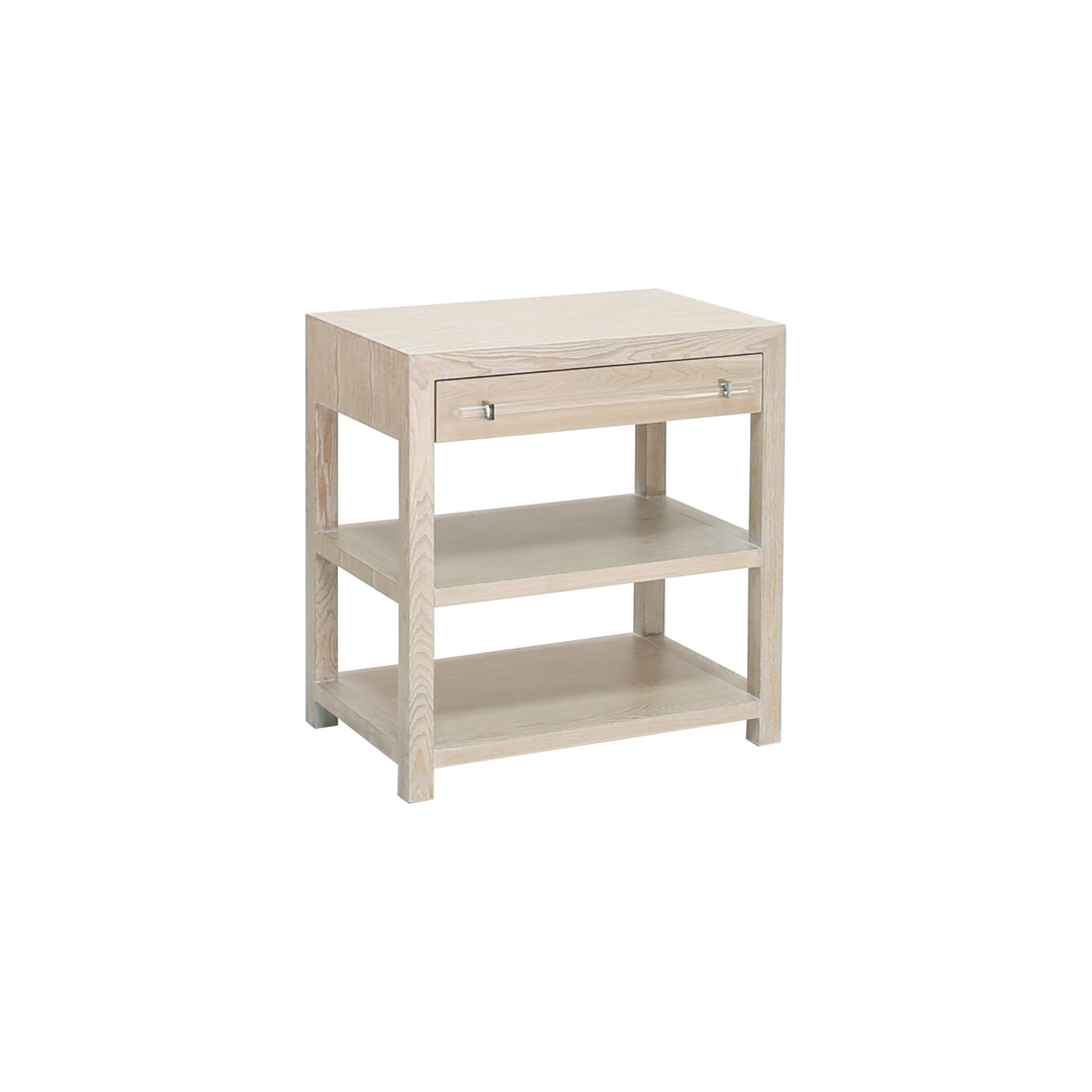 Side Table In Cerused Oak/Includes Brass & Nickel Hrdwr Options W Acrylic Rod - GARBO CO
