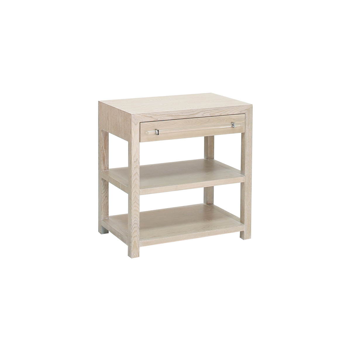 Side Table In Cerused Oak/Includes Brass & Nickel Hrdwr Options W Acrylic Rod - GARBO CO