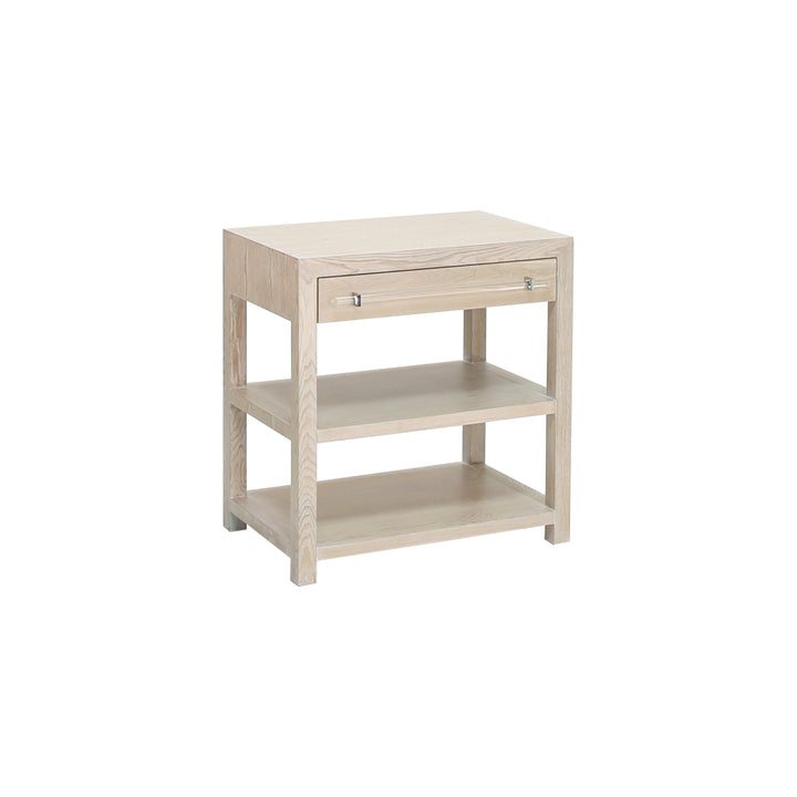 Side Table In Cerused Oak/Includes Brass & Nickel Hrdwr Options W Acrylic Rod - GARBO CO