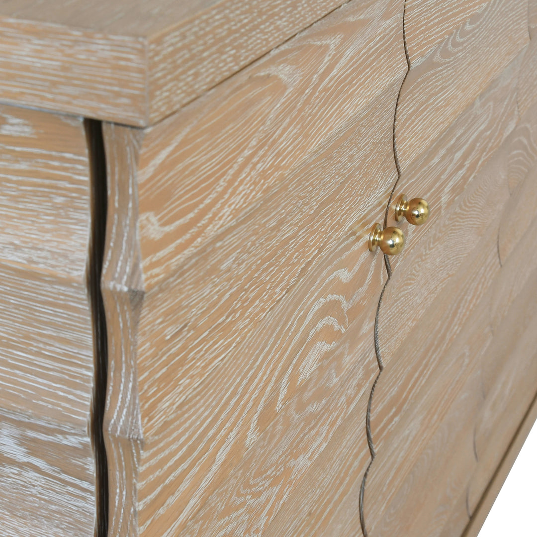 Four Door Buffet With Horizontal Fluted Detail In Cerused Oak - GATES CO
