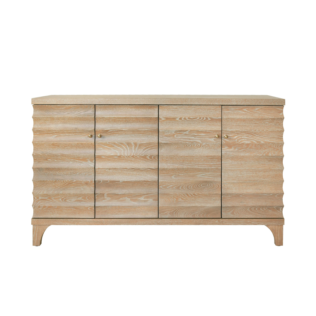 Four Door Buffet With Horizontal Fluted Detail In Cerused Oak - GATES CO