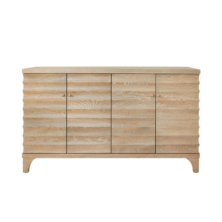 Four Door Buffet With Horizontal Fluted Detail In Cerused Oak - GATES CO