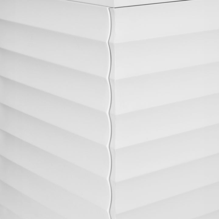Four Door Buffet With Horizontal Fluted Detail In Matte White Lacquer - GATES WH