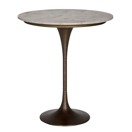 Noir Joni Bar Table, Aged Brass BAR + BAR CARTS