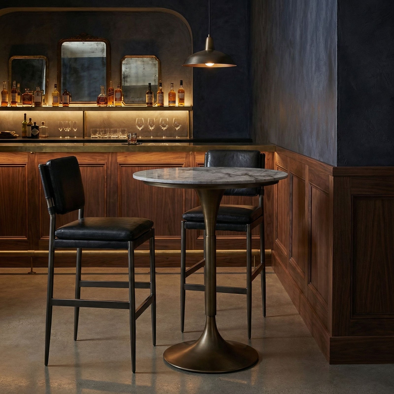 Noir - Jman Bar Table, Aged Brass - GBAR007AB-36