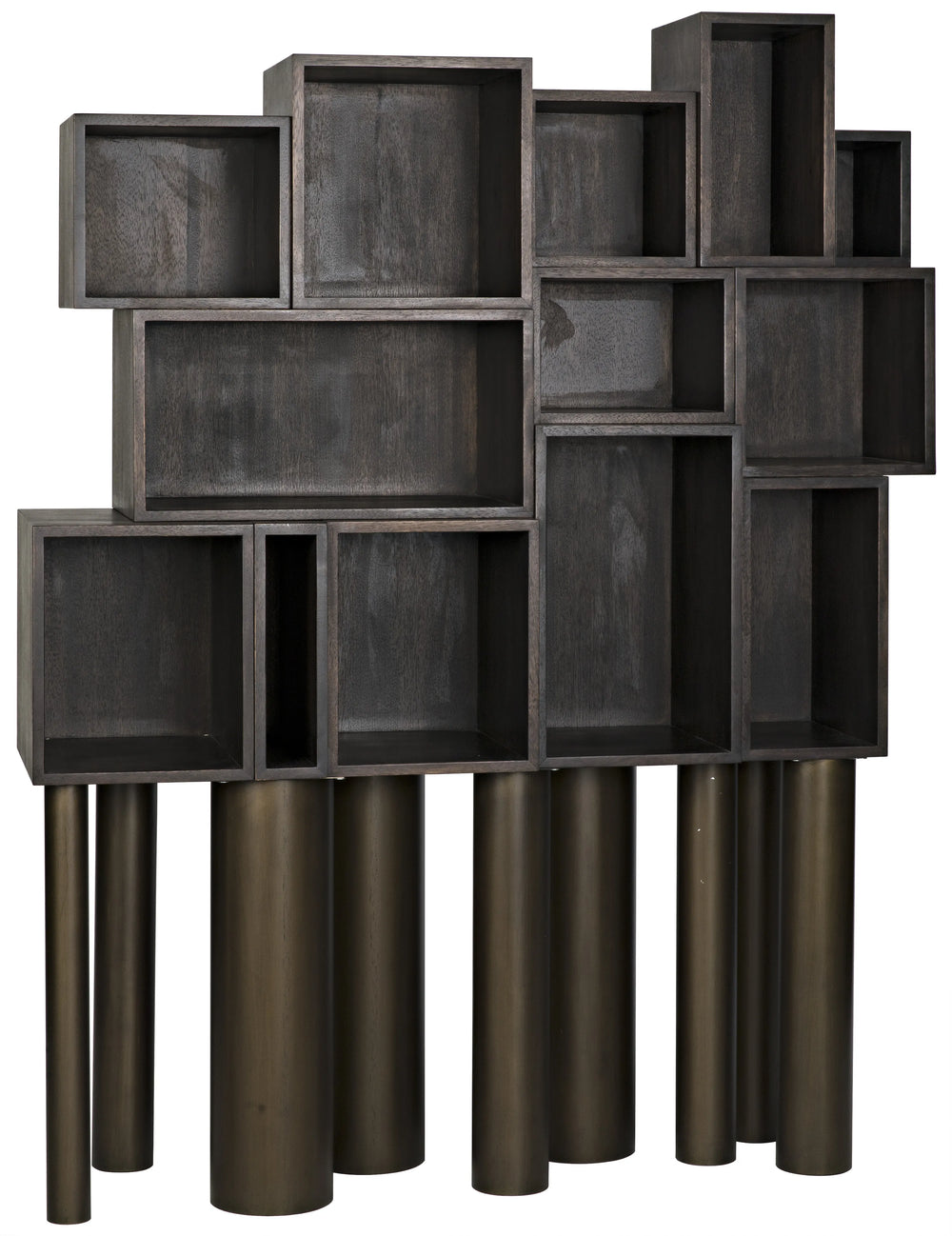 American Home Furniture | Noir - Mr. Roberts Shelving, Ebony Walnut with Steel Legs