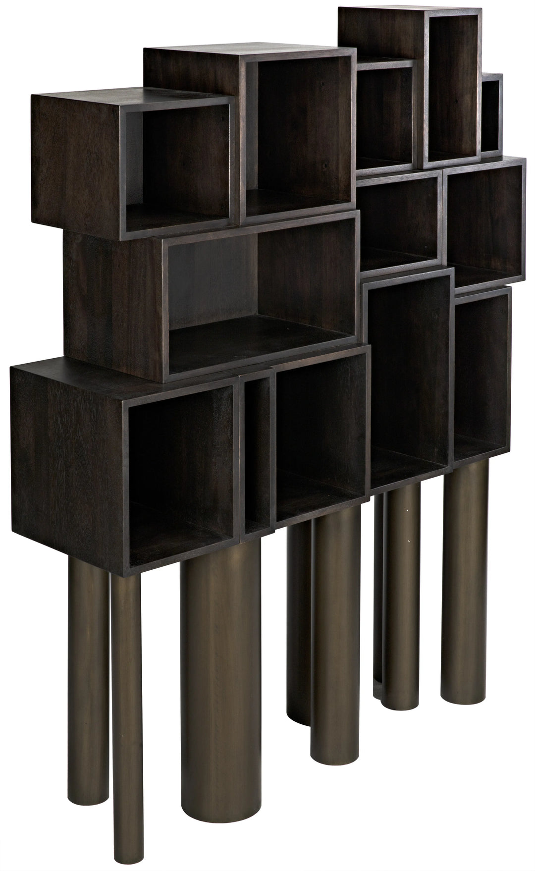 American Home Furniture | Noir - Mr. Roberts Shelving, Ebony Walnut with Steel Legs