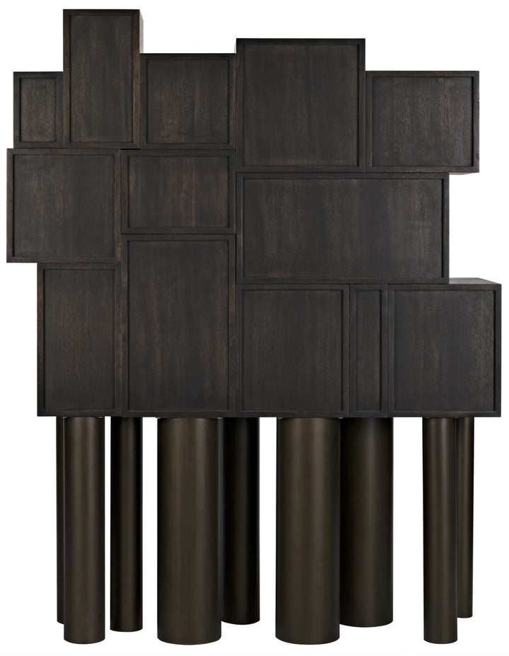 American Home Furniture | Noir - Mr. Roberts Shelving, Ebony Walnut with Steel Legs