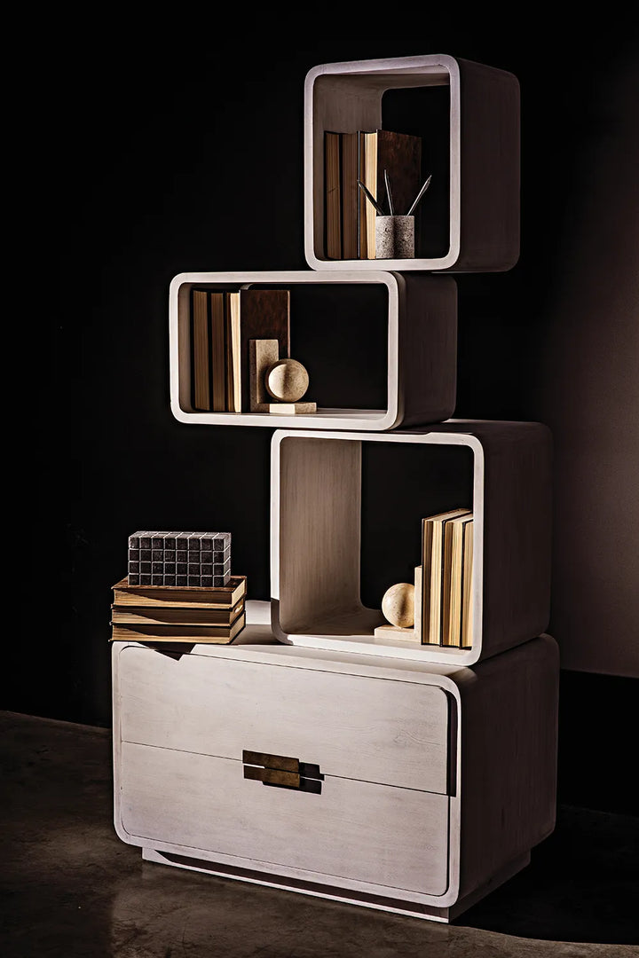 American Home Furniture | Noir - Belini Bookcase, White Wash