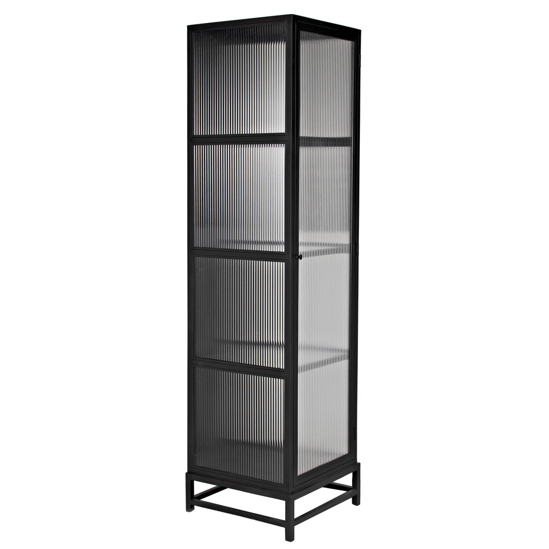 American Home Furniture | Noir - Chandler Tall Cabinet, Black Steel