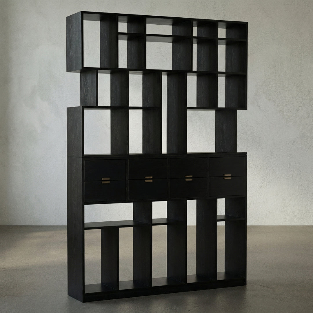 Noir - Grobius Bookcase, Hand Rubbed Black - GBCS267HB