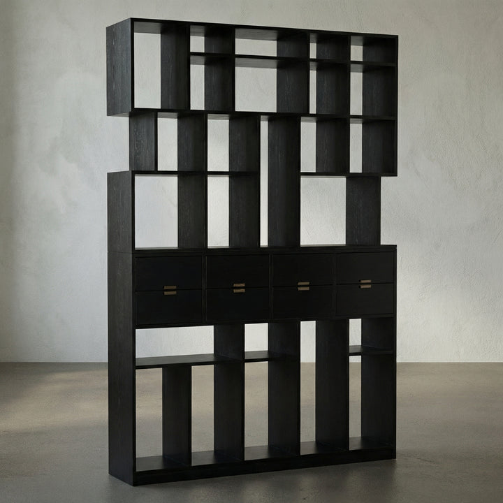 Noir - Grobius Bookcase, Hand Rubbed Black - GBCS267HB