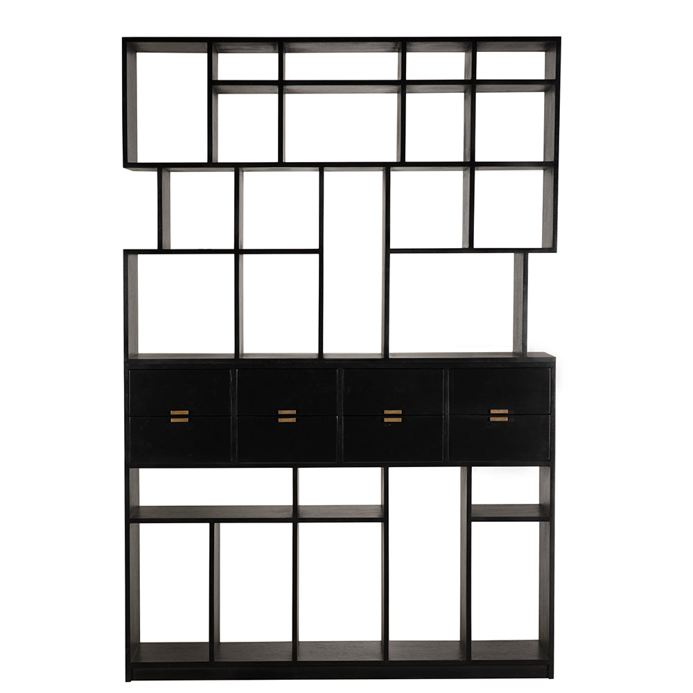 Noir - Grobius Bookcase, Hand Rubbed Black - GBCS267HB