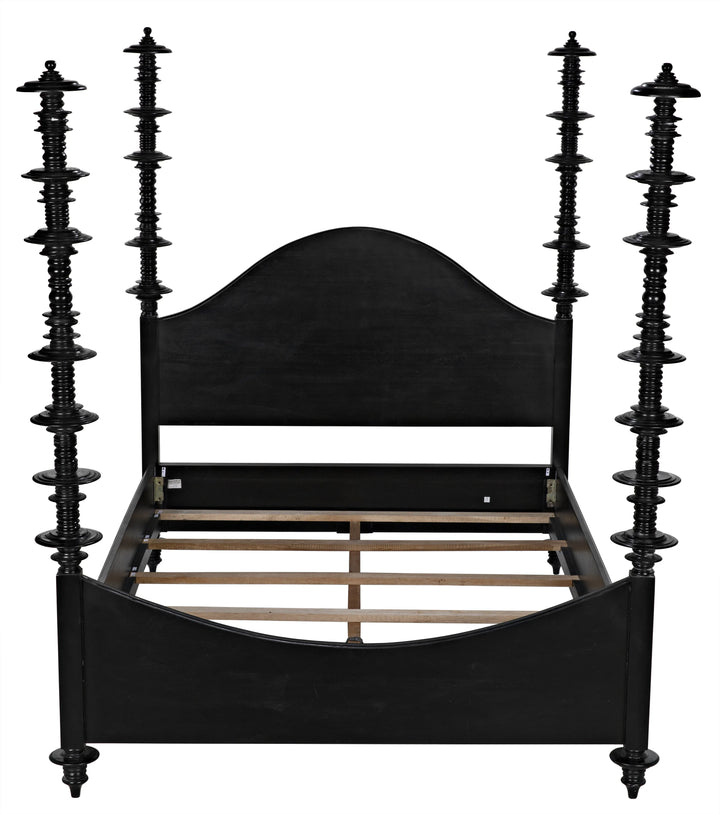 American Home Furniture | Noir - Ferret Bed, Cal-King, Hand Rubbed Black