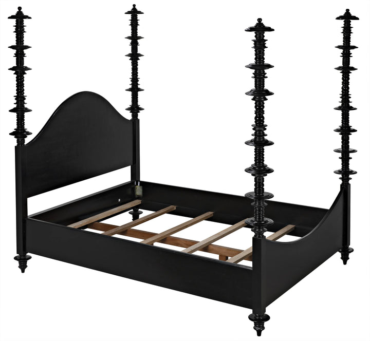 American Home Furniture | Noir - Ferret Bed, Cal-King, Hand Rubbed Black