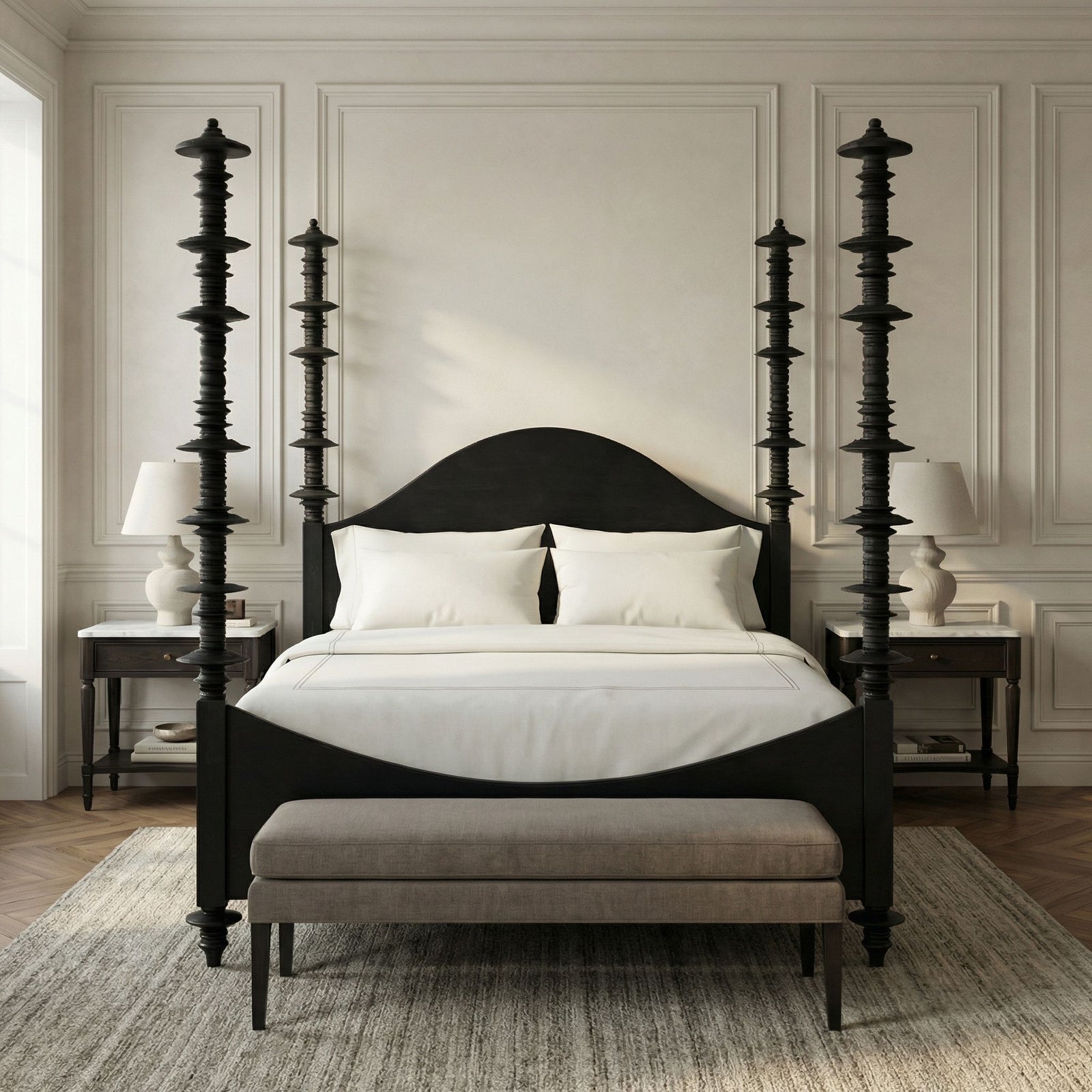 Noir - Ferret Bed, Eastern King, Hand Rubbed Black - GBED109EKHB
