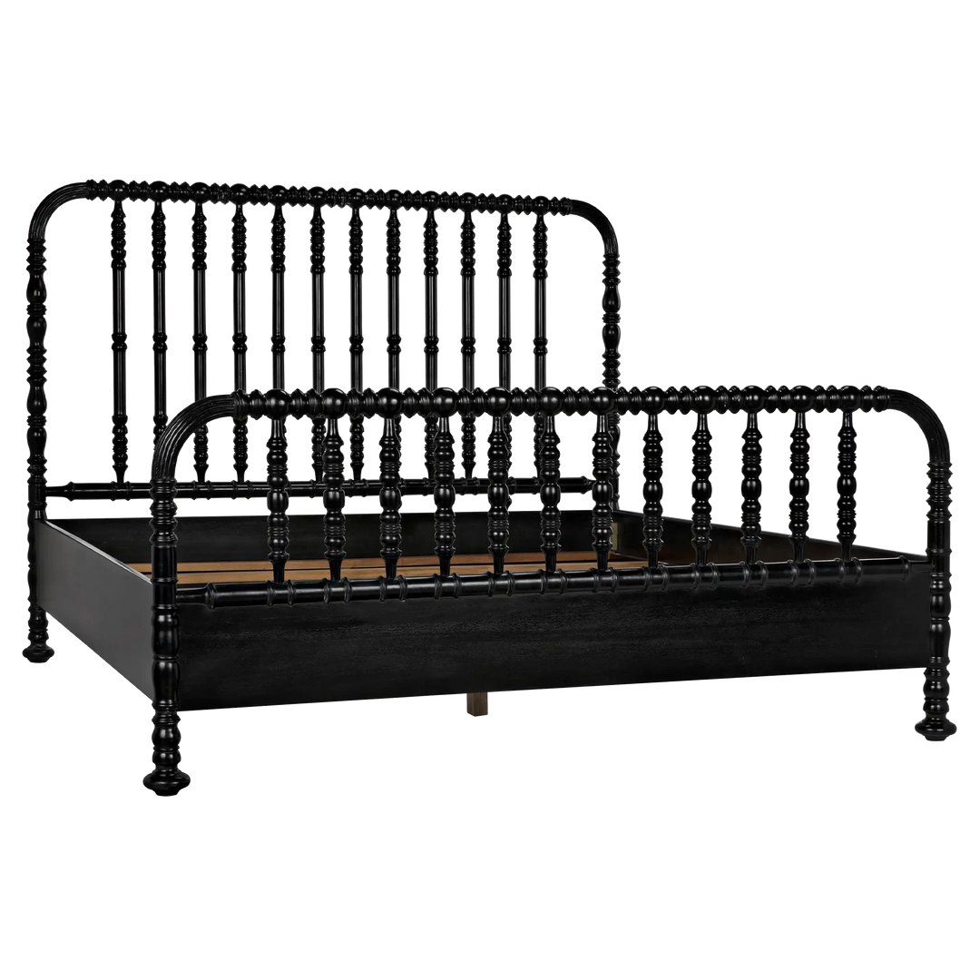 American Home Furniture | Noir - Bachelor Bed, Eastern King, Hand Rubbed Black