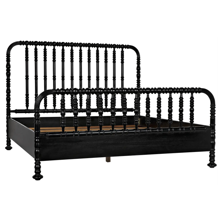 American Home Furniture | Noir - Bachelor Bed, Eastern King, Hand Rubbed Black