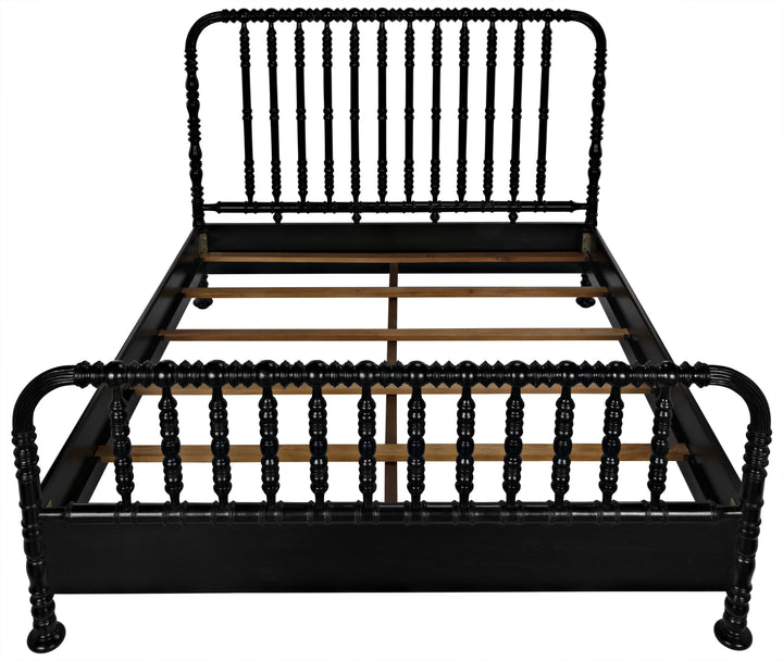 American Home Furniture | Noir - Bachelor Bed, Eastern King, Hand Rubbed Black