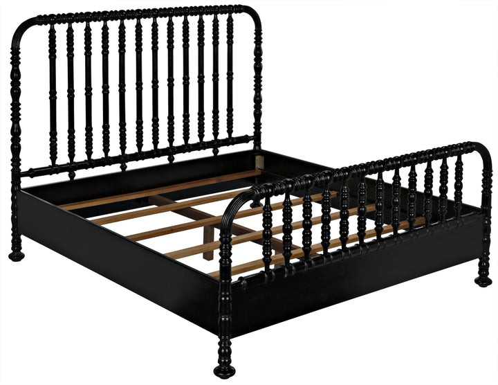 American Home Furniture | Noir - Bachelor Bed, Eastern King, Hand Rubbed Black