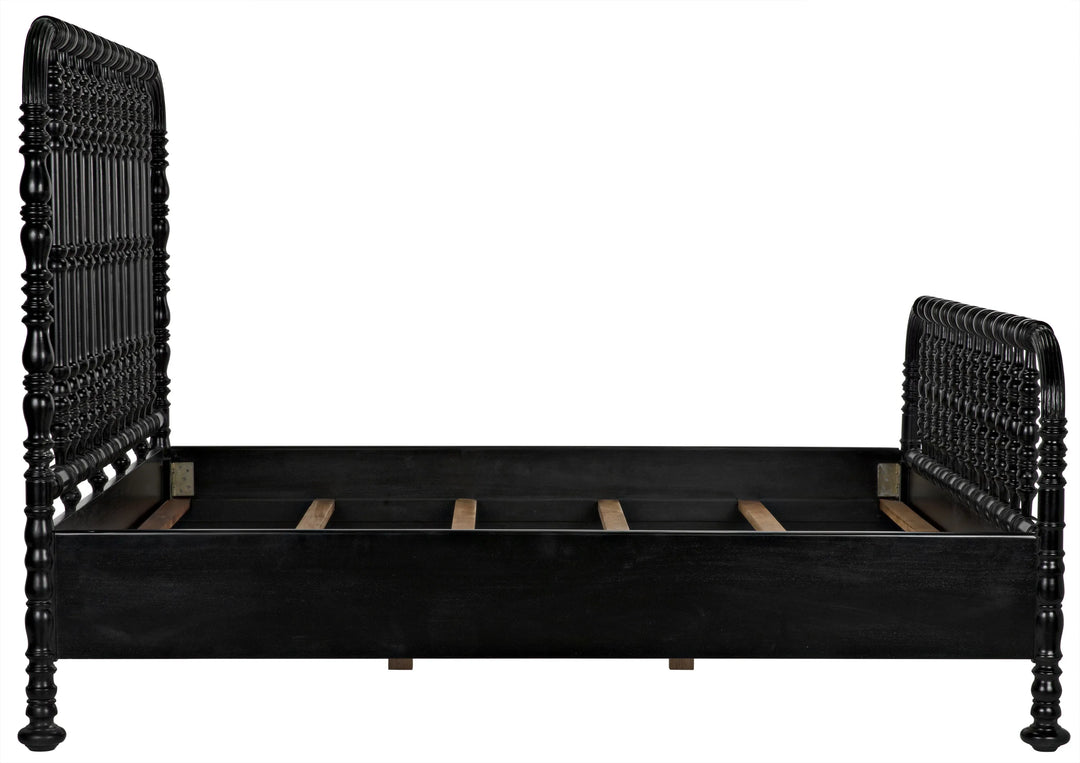 American Home Furniture | Noir - Bachelor Bed, Eastern King, Hand Rubbed Black