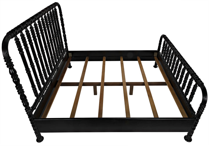 American Home Furniture | Noir - Bachelor Bed, Eastern King, Hand Rubbed Black