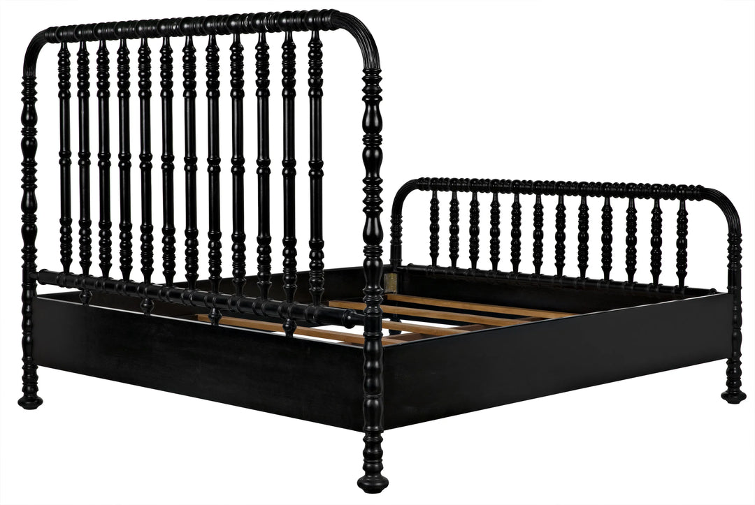 American Home Furniture | Noir - Bachelor Bed, Eastern King, Hand Rubbed Black