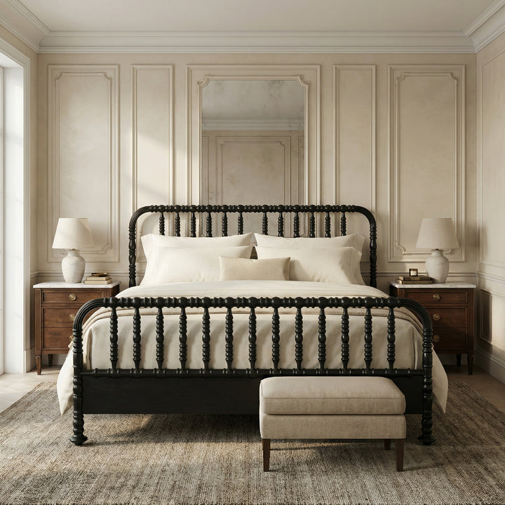 Noir - Bachelor Bed, Eastern King, Hand Rubbed Black - GBED112EKHB