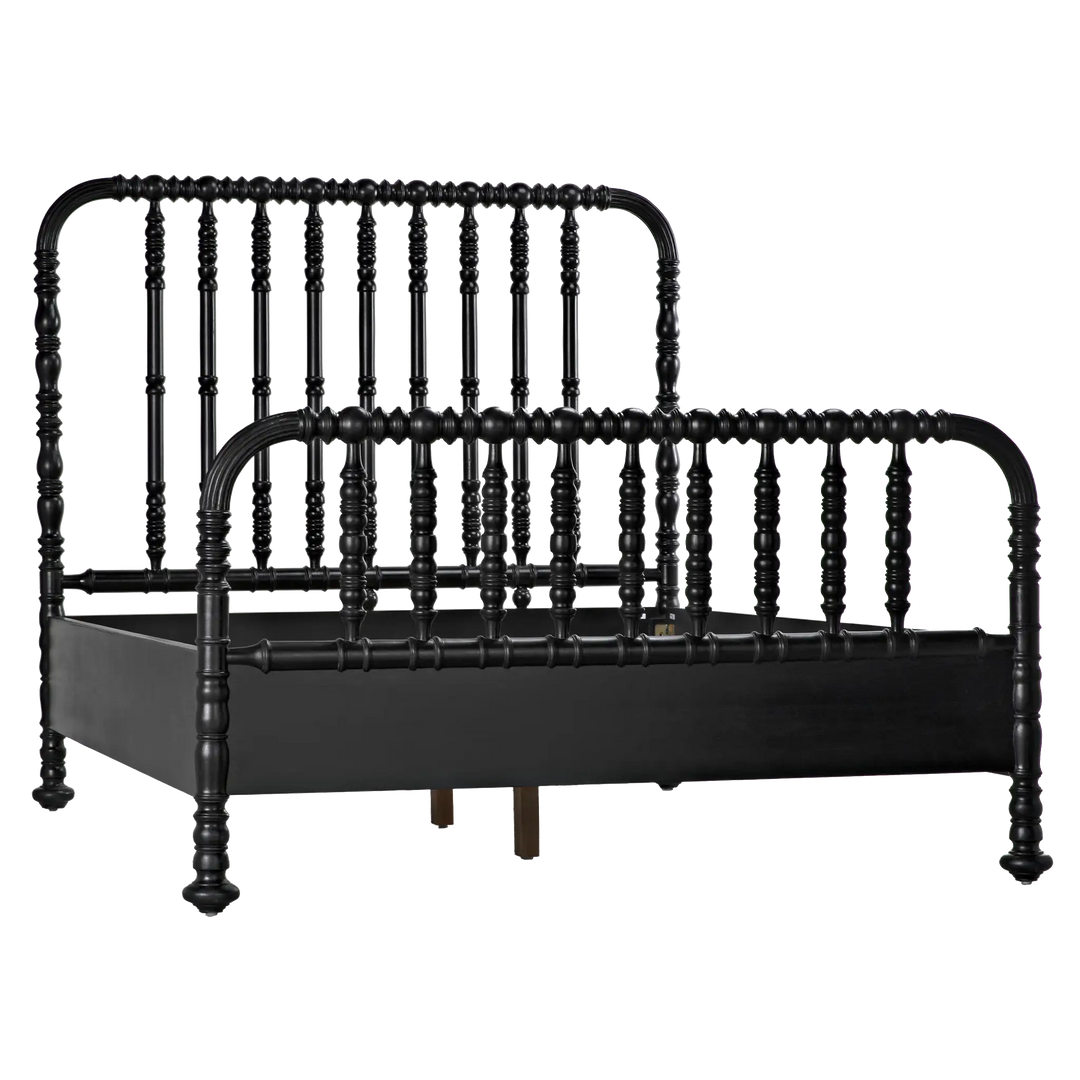 American Home Furniture | Noir - Bachelor Bed, Queen, Hand Rubbed Black