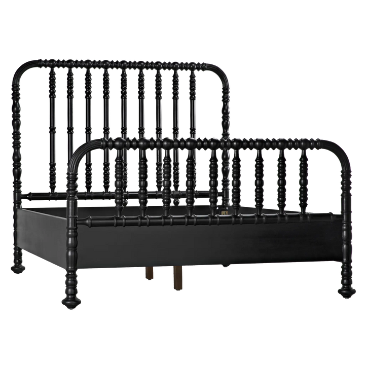 American Home Furniture | Noir - Bachelor Bed, Queen, Hand Rubbed Black