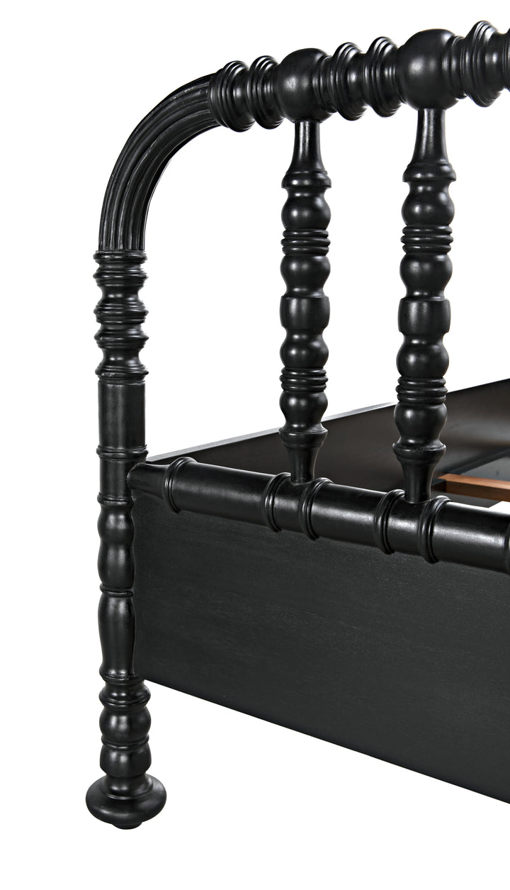 American Home Furniture | Noir - Bachelor Bed, Queen, Hand Rubbed Black