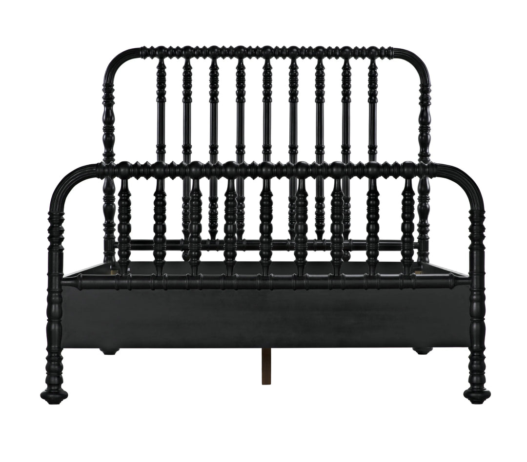 American Home Furniture | Noir - Bachelor Bed, Queen, Hand Rubbed Black