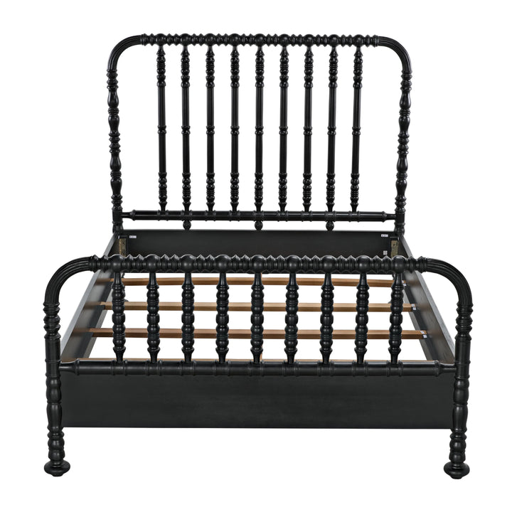 American Home Furniture | Noir - Bachelor Bed, Queen, Hand Rubbed Black