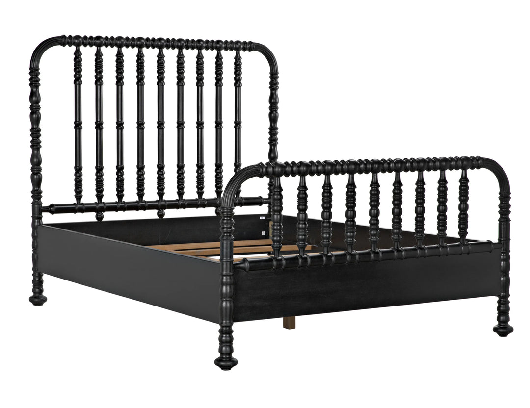 American Home Furniture | Noir - Bachelor Bed, Queen, Hand Rubbed Black