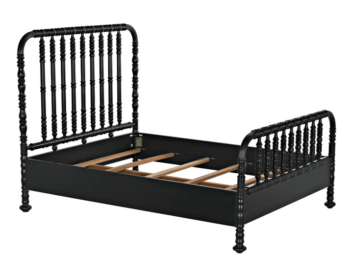 American Home Furniture | Noir - Bachelor Bed, Queen, Hand Rubbed Black