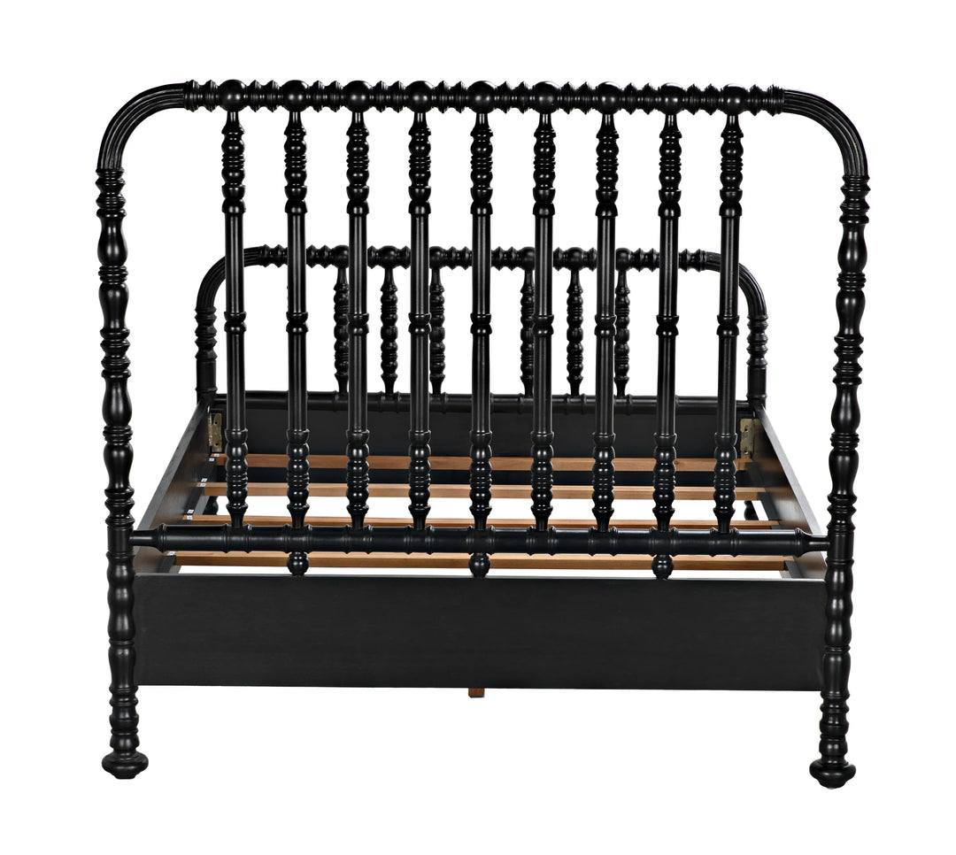 American Home Furniture | Noir - Bachelor Bed, Queen, Hand Rubbed Black